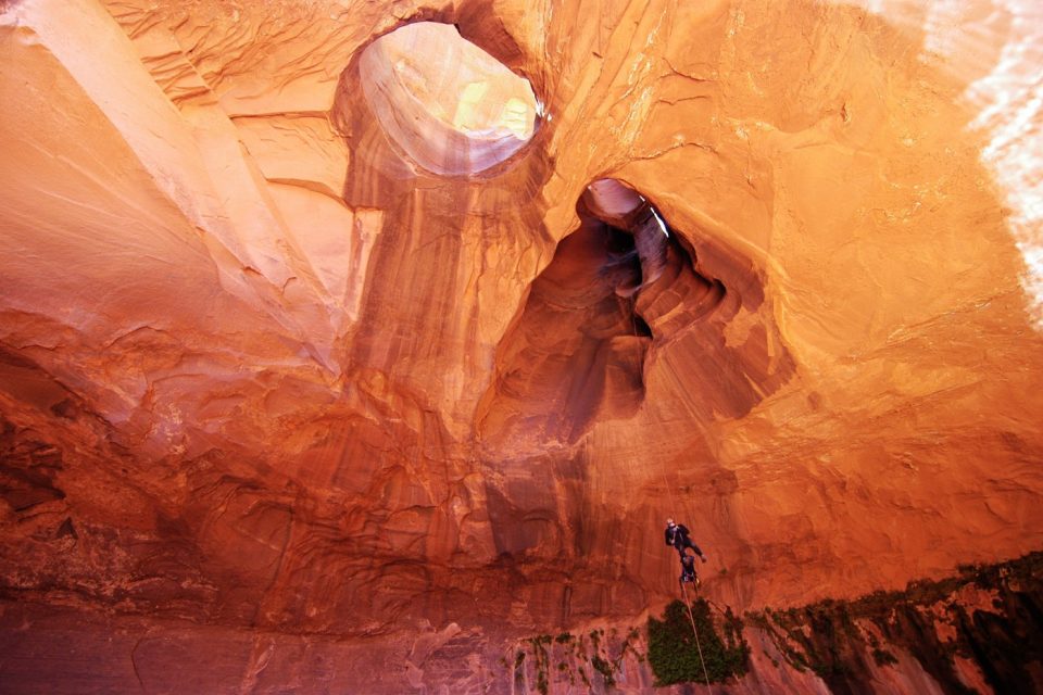 Canyoneering above the Escalante River at Neon Canyon's Golden Cathedral