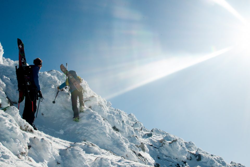 Ben Glatz and Derrik Sulzer nearing the summit of the South Teton